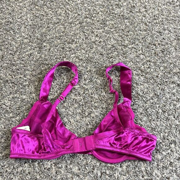 Victoria's Secret Second Skin Satin Unlined Bra 34A Pinkish Purple VINTAGE NEW - Picture 3 of 5